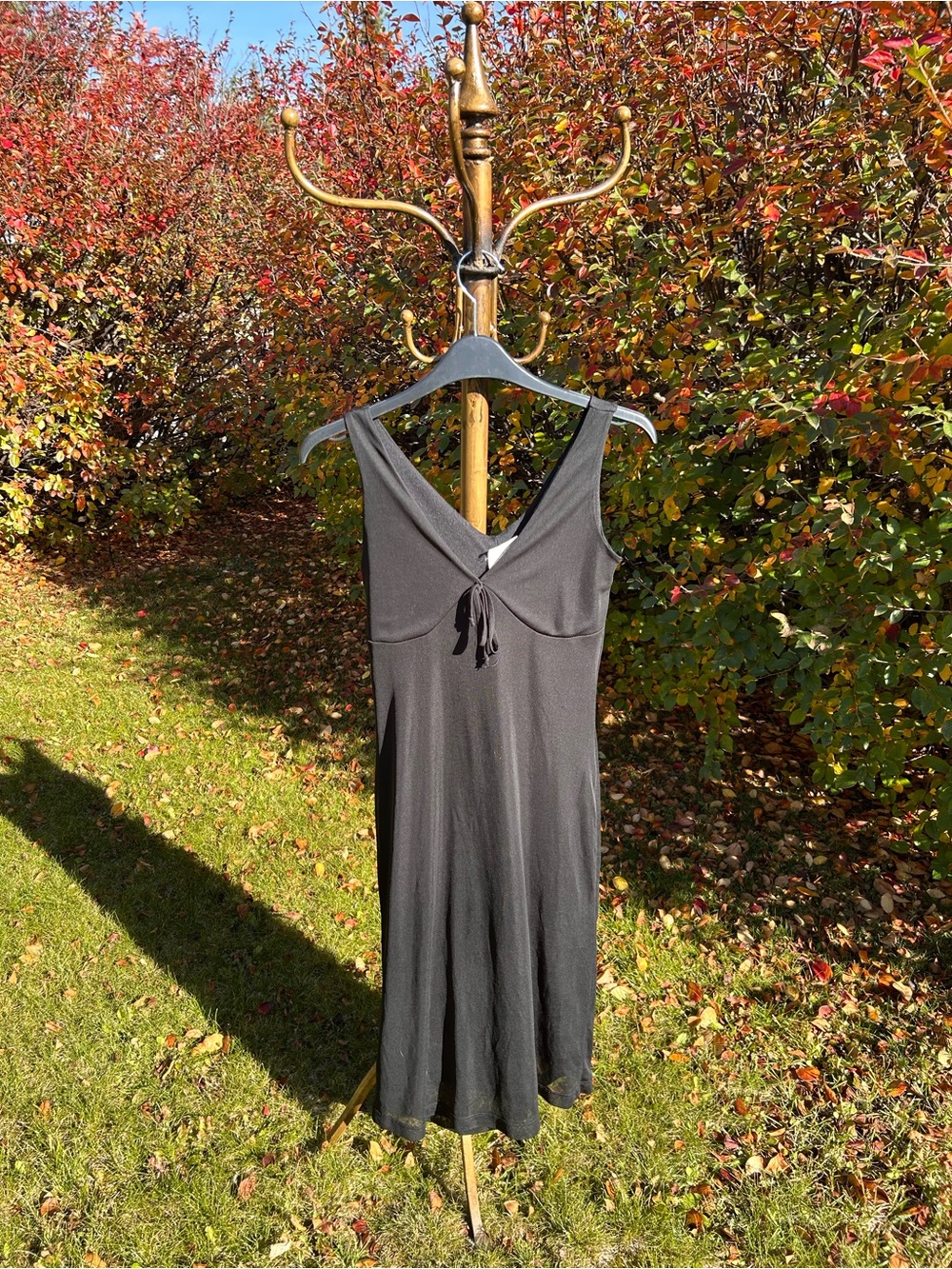 le chateau Black V-Neck Tie-Front Midi Dress
